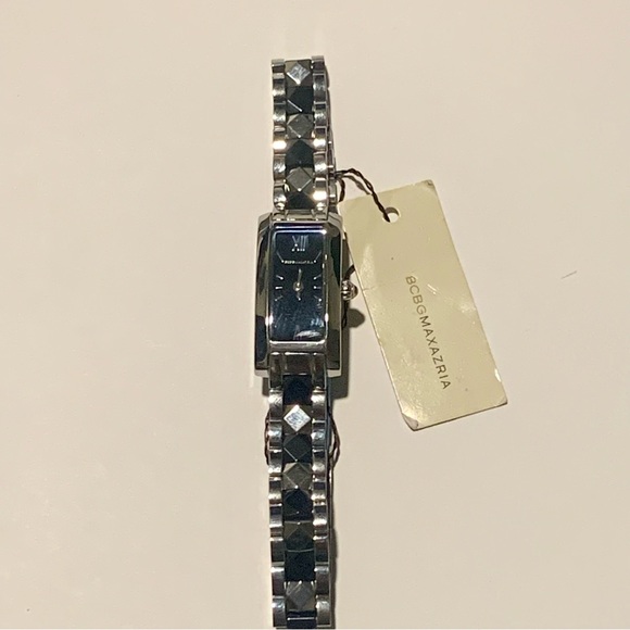 BCBGMAXAZRIA BG8047 Black Ceramic Link Stainless Steel Bracelet Watch BCBG NWT - Picture 2 of 7